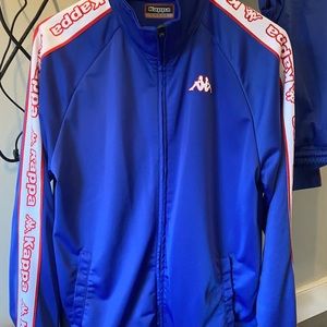 Purple / Blue Kappa zip up and pants.